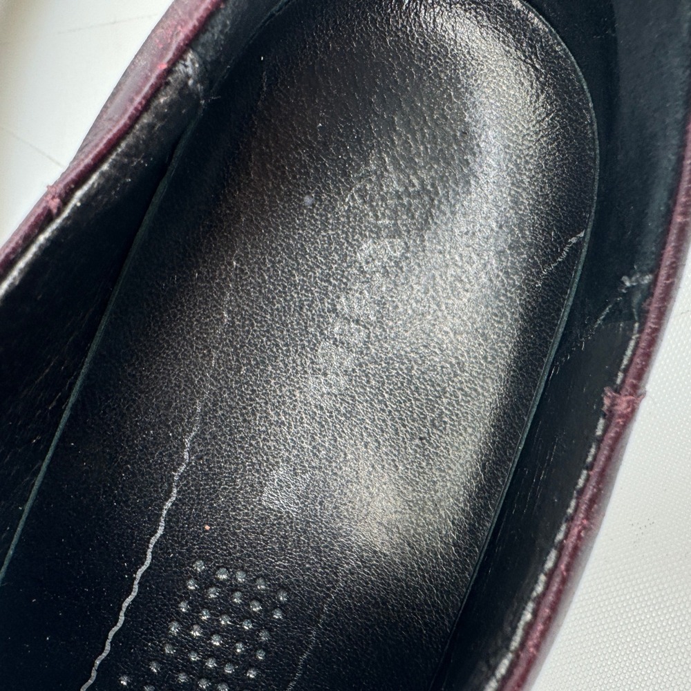 Romika Loafers Women 38 Burgundy 7.5 Leather Slip On Low Wedge Comfort Casual - Picture 8 of 11